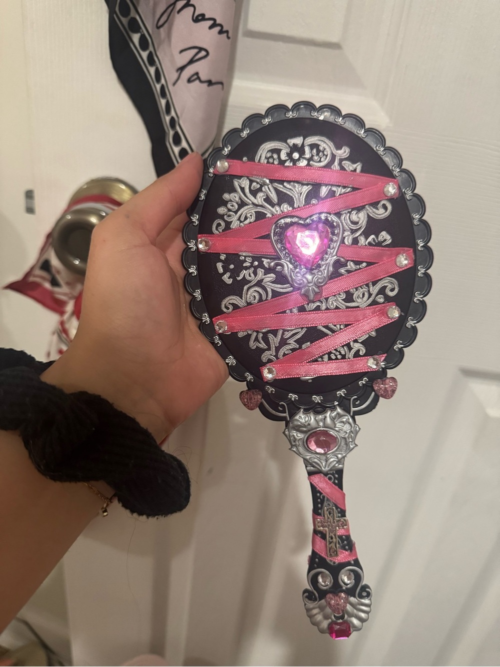 Monster High Draculaura Inspired handmade mirror black/silver with hot pink